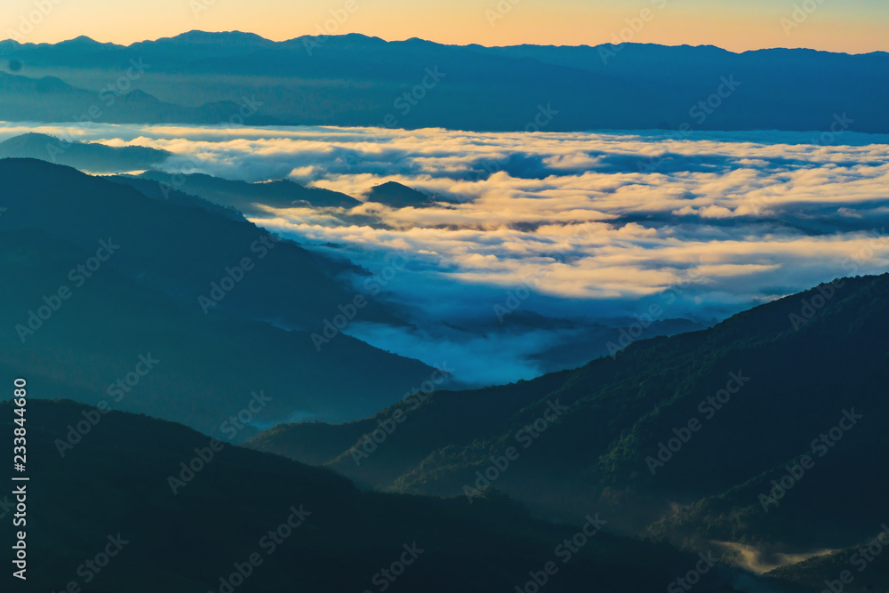landscape  of  Mountain with Mist in  Nan province Thailand