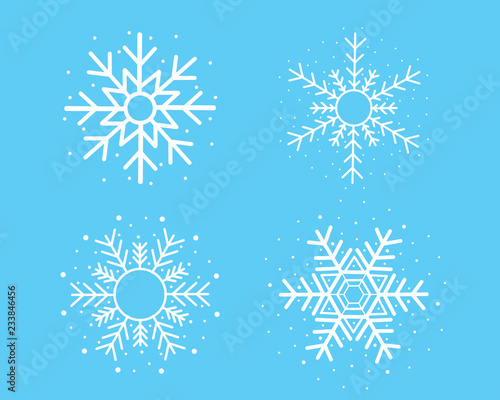 white snowflake set on blue background vector design for Christmas festival.