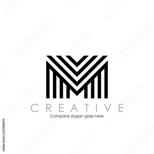 Line art letter M VM MV Logo inspiration