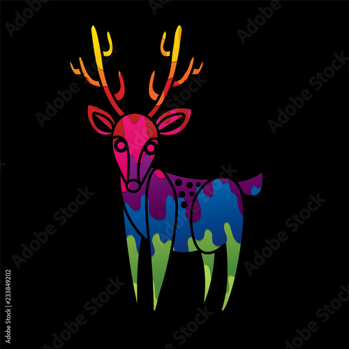 Deer cartoon graphic vector.
