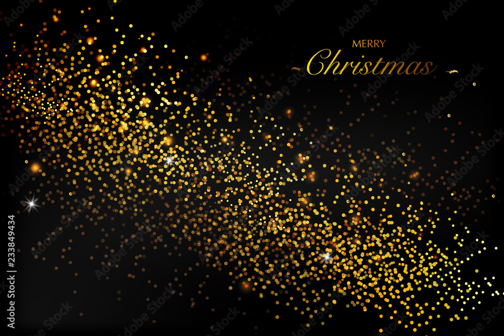 Christmas card. Background with glitter golden frame and space for text Christmas card. Background with glitter golden frame and space for text