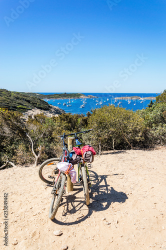 Bicycle trip in a wood on the island of Porquerolles