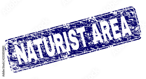 NATURIST AREA stamp seal print with grunge style. Seal shape is a rounded rectangle with frame. Blue vector rubber print of NATURIST AREA tag with dirty style.