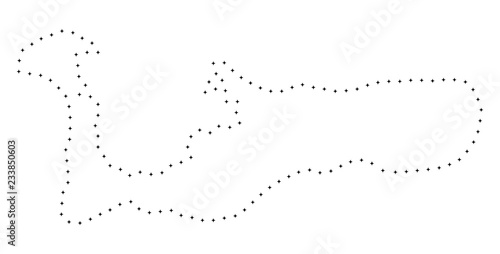 Vector stroke dotted Grand Cayman Island map in black color, small border points have diamond shape. Trace the frame points and get Grand Cayman Island map. photo