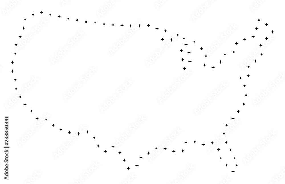 Vector stroke dotted United States map in black color, small border points have diamond shape. Discover the path points and get United States map. Vector stroke dotted United States map in black color, small border points have diamond shape. Discover the path points and get United States map.