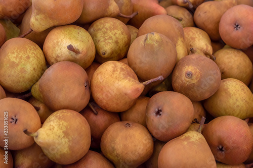 Untreated fresh BIO pears for sale at a farmers market