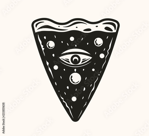 Pizza slice eye vector illustration