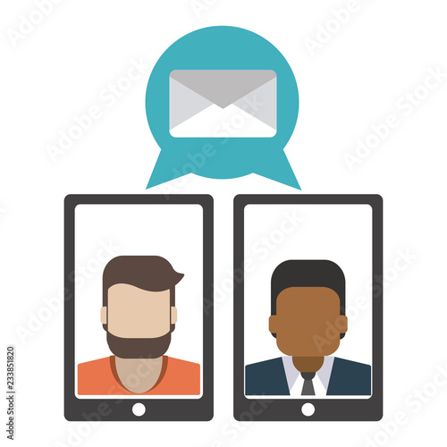 Businessmen sending email