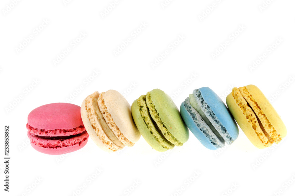 Colorful macarons isolated on the white background Colorful macarons isolated on the white background