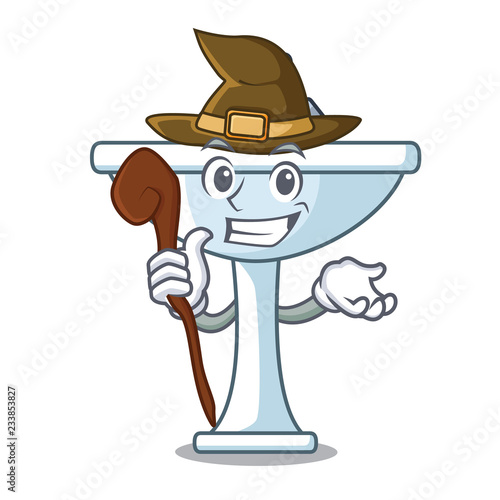 Witch on bath room cartoon sink shape