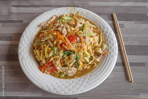 Pork And Vegetable With Noodles In Laos