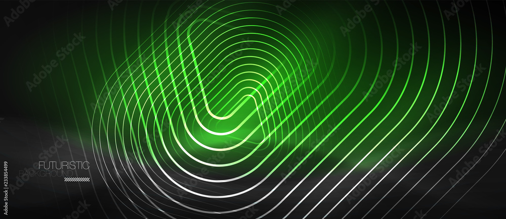 Fototapeta premium Dark black abstract background with neon colors and lines