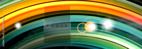 Mixing color waves on black, liquid flowing shapes