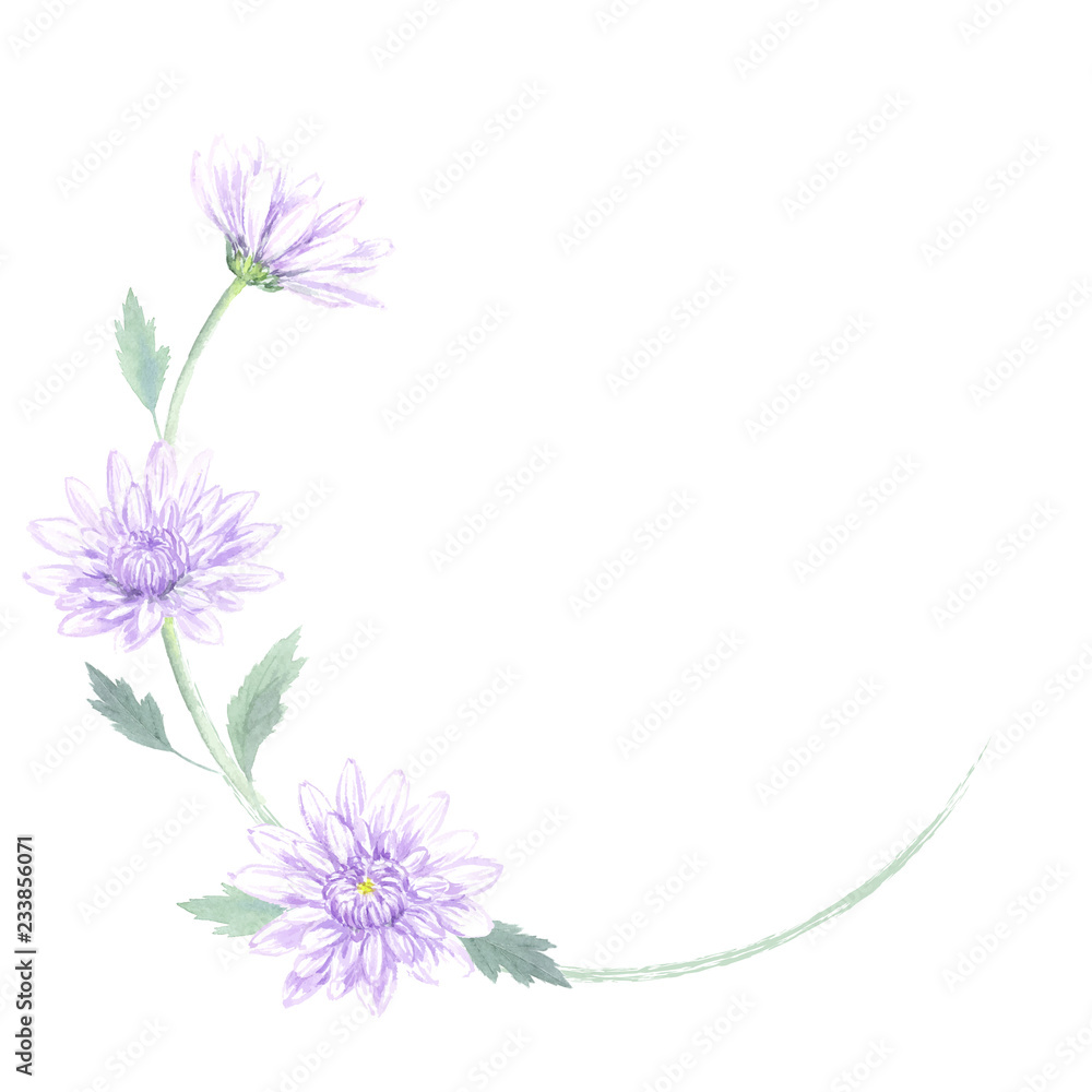 弔花のフレーム　菊　水彩