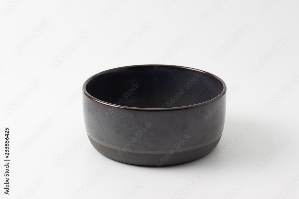 empty black bowl isolated on white background empty black bowl isolated on white background