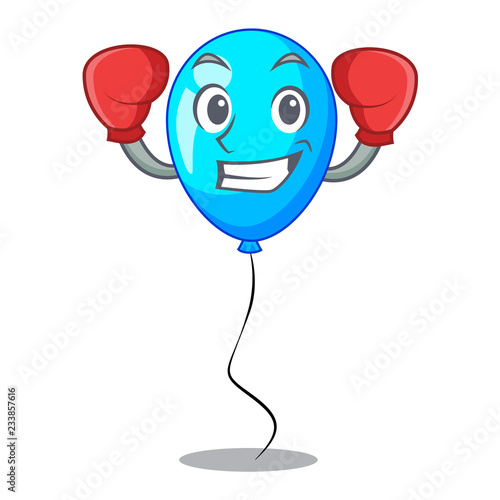 Boxing birthday cartoon on shape balloon blue
