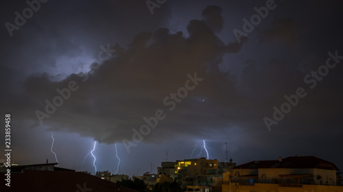 Night winter Lightning storm- Israel