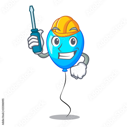 Automotive blue balloon bunch design on cartoon