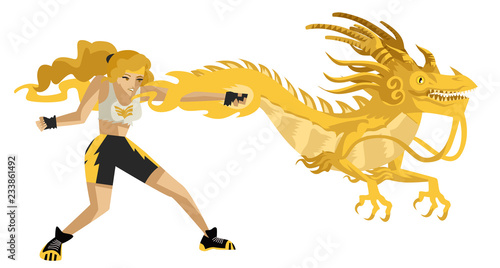 female character summoning a dragon