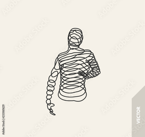 3d model of man. Vector illustration. Wire connection to virtual reality.