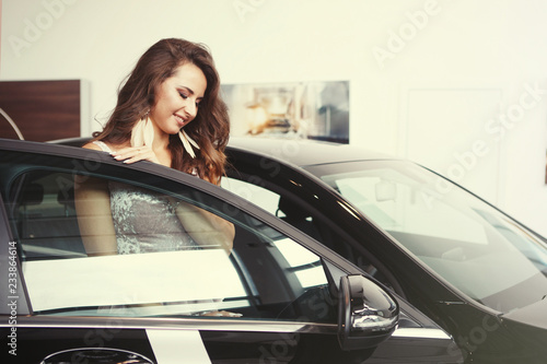 Nice beautiful girl with long curly hair