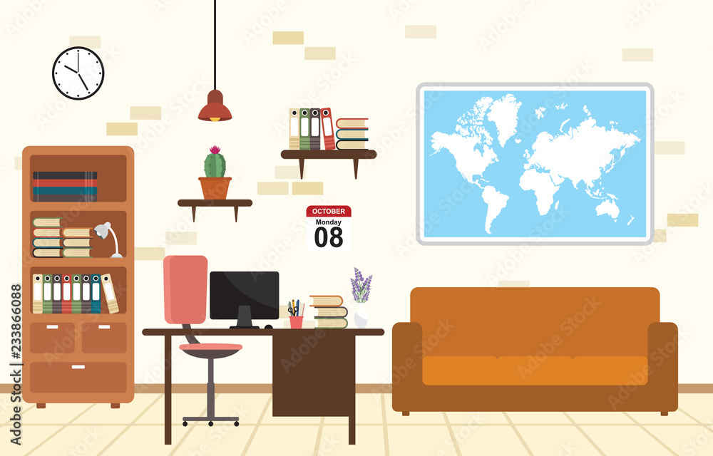 Office Work Workplace Workspace Table Desk Interior Room Office Work Workplace Workspace Table Desk Interior Room