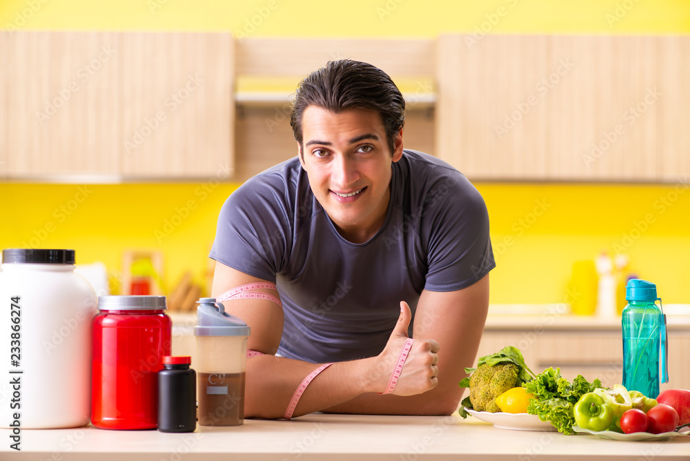 Young man in healthy eating concept Young man in healthy eating concept