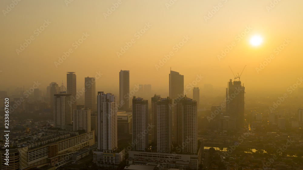 Beautiful Jakarta cityscape at sunrise time
