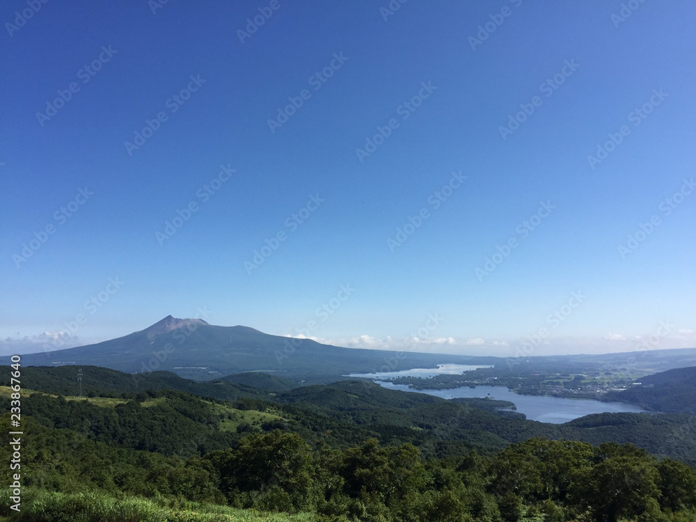 landscape with mountains and clouds