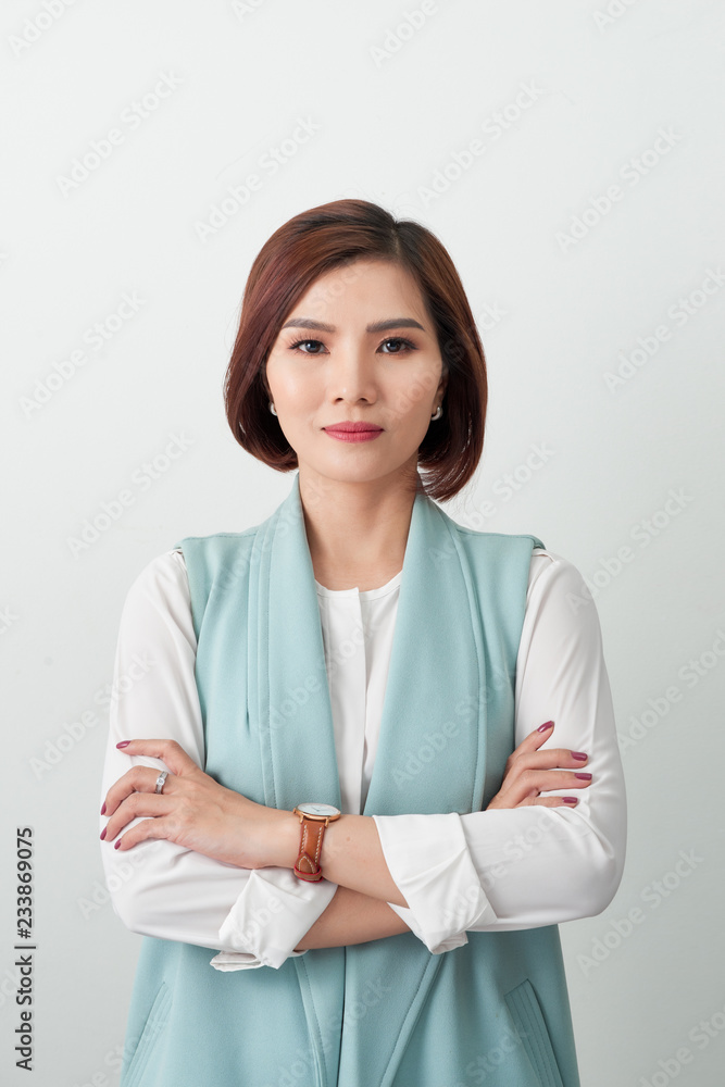 Entrepreneur young asian woman, business woman arms crossed on white background. Entrepreneur young asian woman, business woman arms crossed on white background.