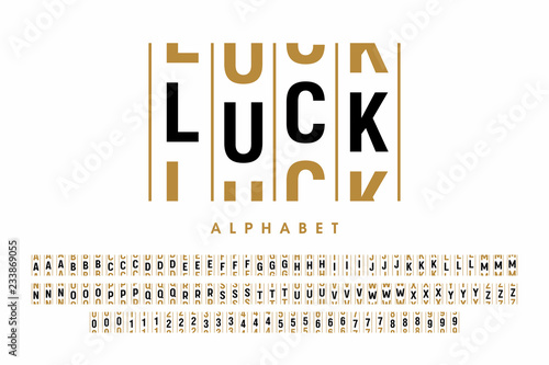 Slot machine style modern font design, alphabet letters