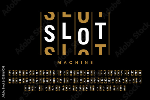 Slot machine style modern font design, alphabet letters