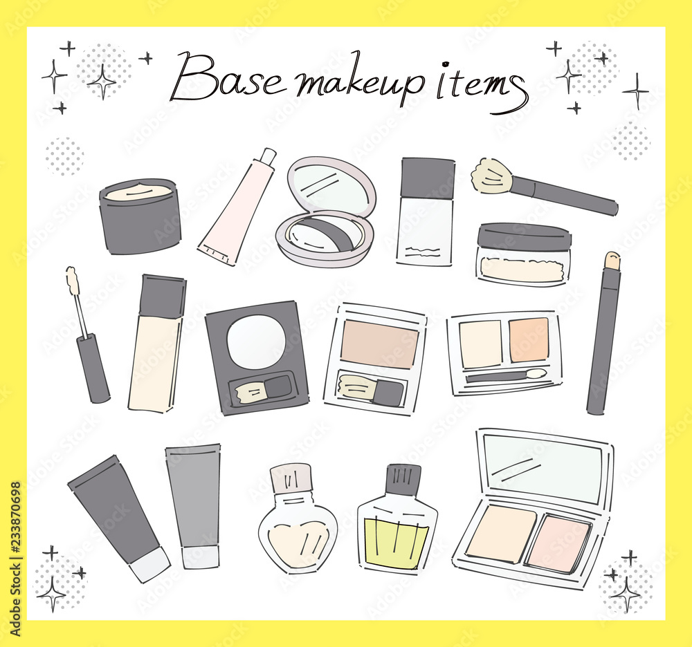 コスメのイラストセット ベースメイク カラー Stock Vector Adobe Stock