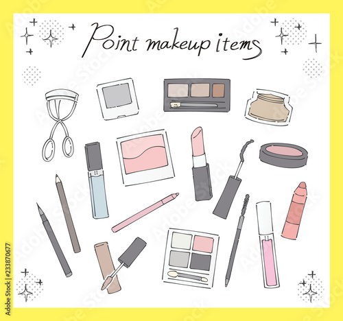 コスメのイラストセット ポイントメイク カラー Stock ベクター Adobe Stock