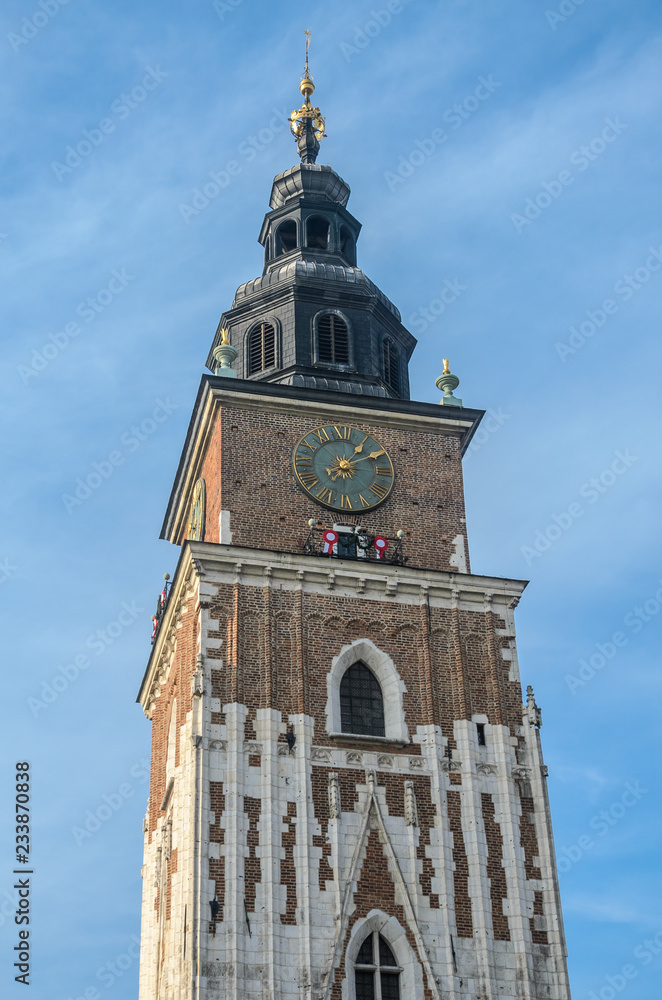Town Hall Tower on the Market Square in Krakow, Poland