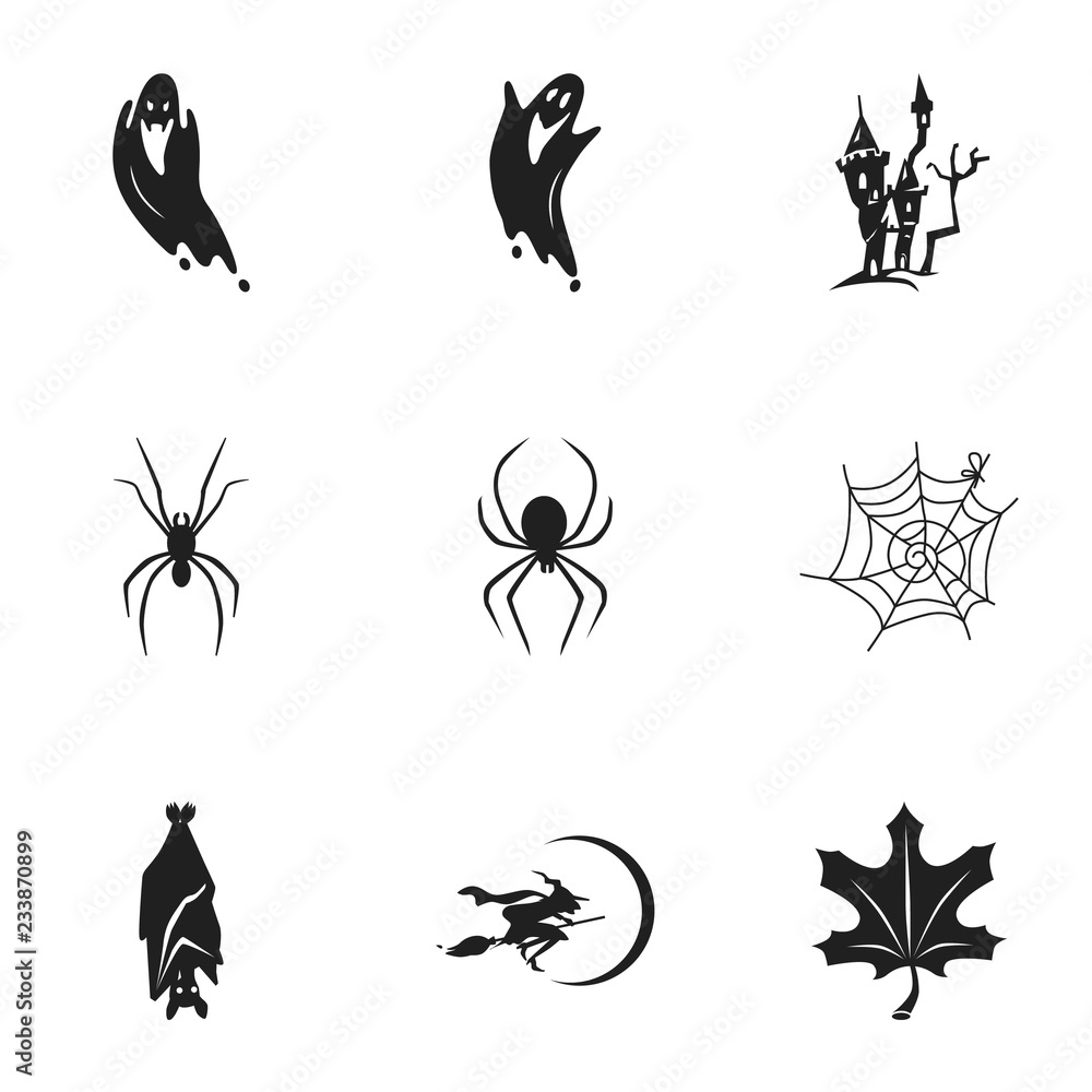 Happy Halloween icon set. Simple set of 9 happy Halloween vector icons for web design isolated on white background