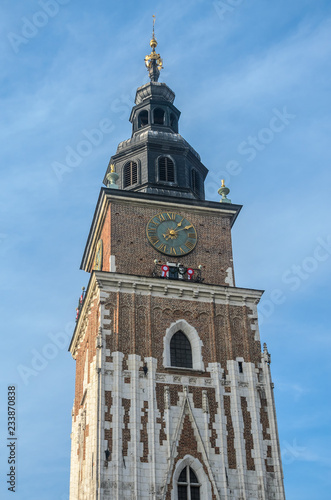 Town Hall Tower on the Market Square in Krakow, Poland