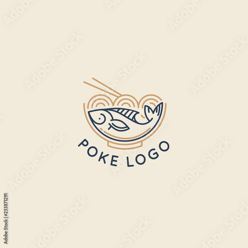 Vector logo design template logo design in trendy linear style - poke bowl
