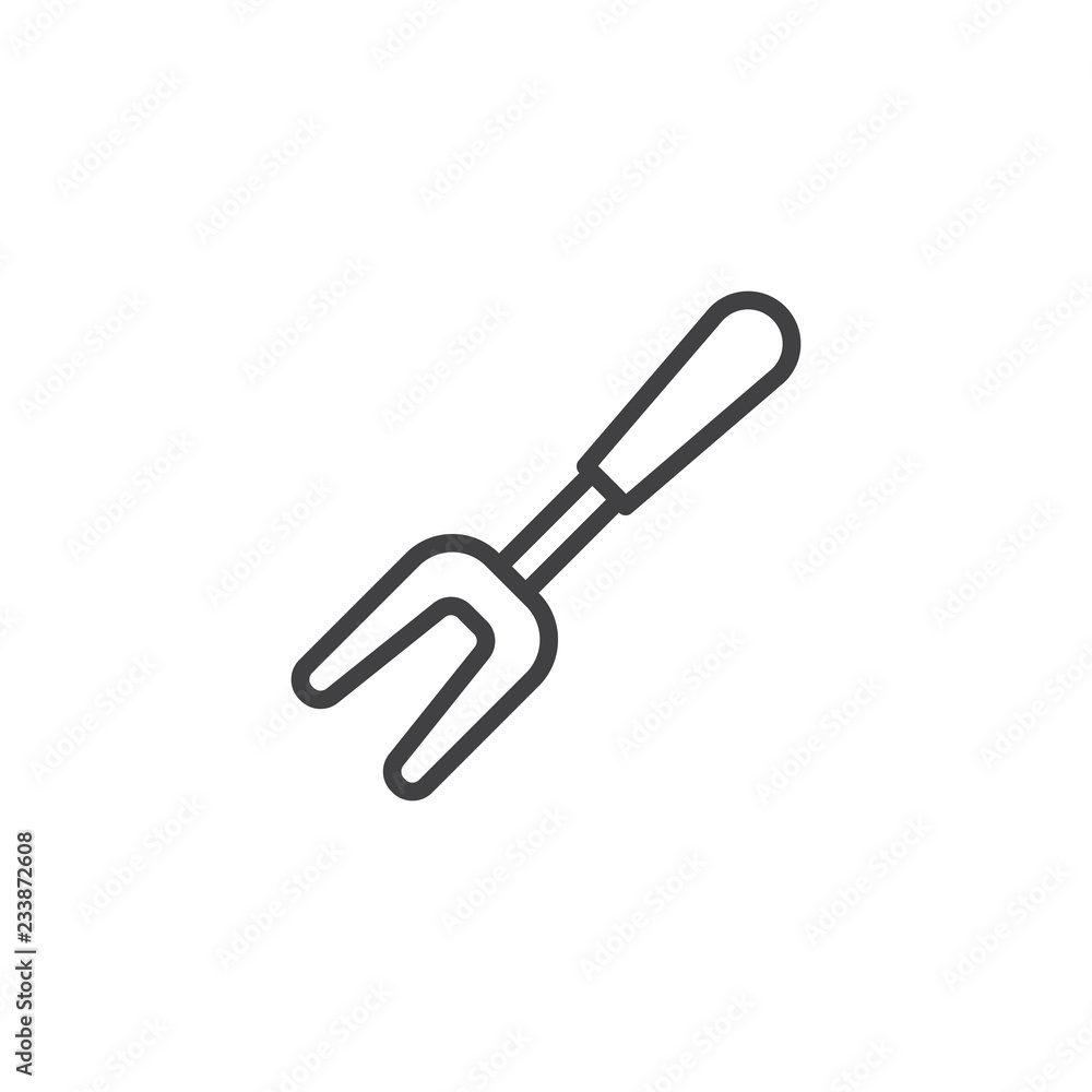 Meat fork outline icon. linear style sign for mobile concept and web design. Carving Fork simple line vector icon. Symbol, logo illustration. Pixel perfect vector graphics