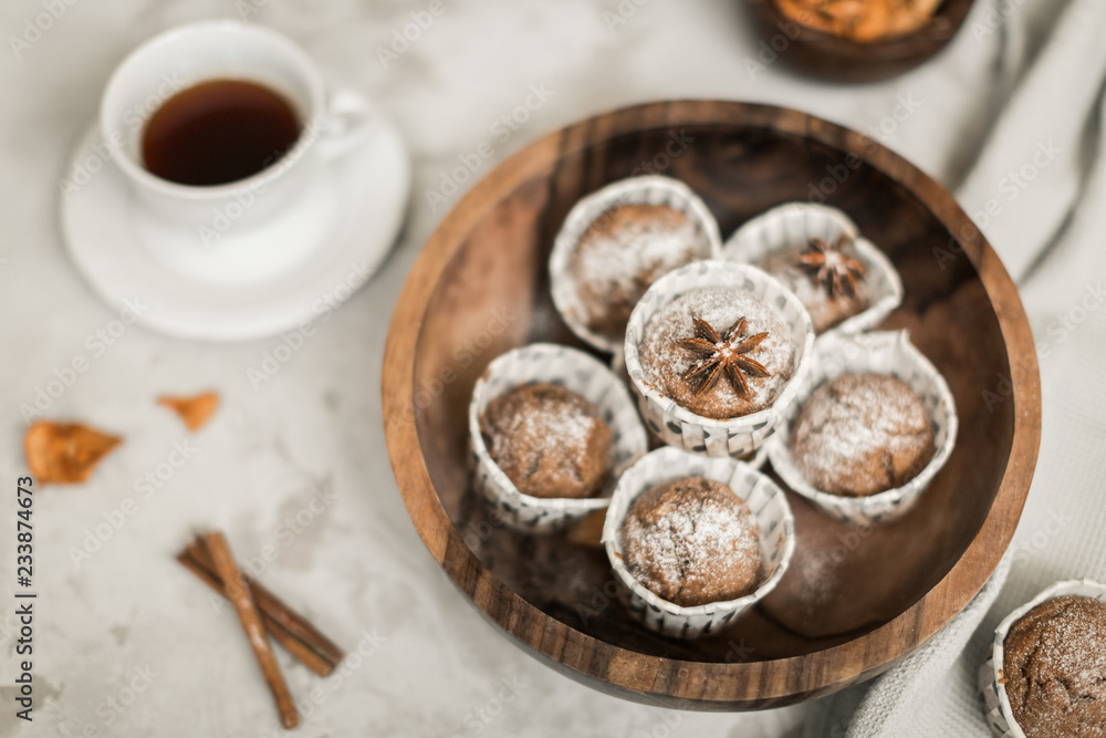 apple cupcakes with cinnamon and raisins