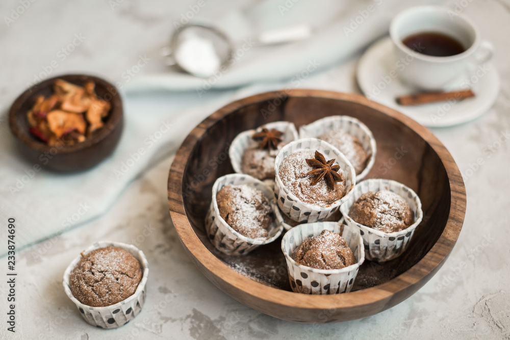 apple cupcakes with cinnamon and raisins