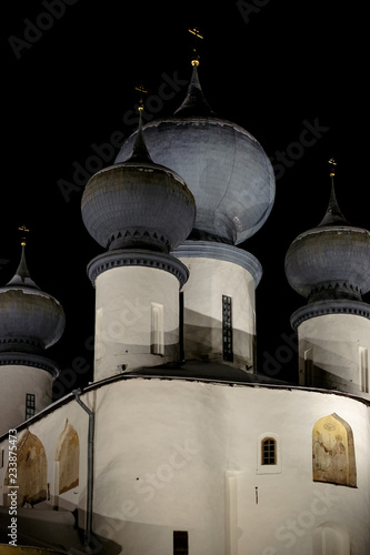 Historical and tourist places and cities of Russia. Tikhvin Monastery. Assumption Cathedral of the Tikhvin Monastery. Fragment of architecture. (City Tikhvin. Leningrad region.)