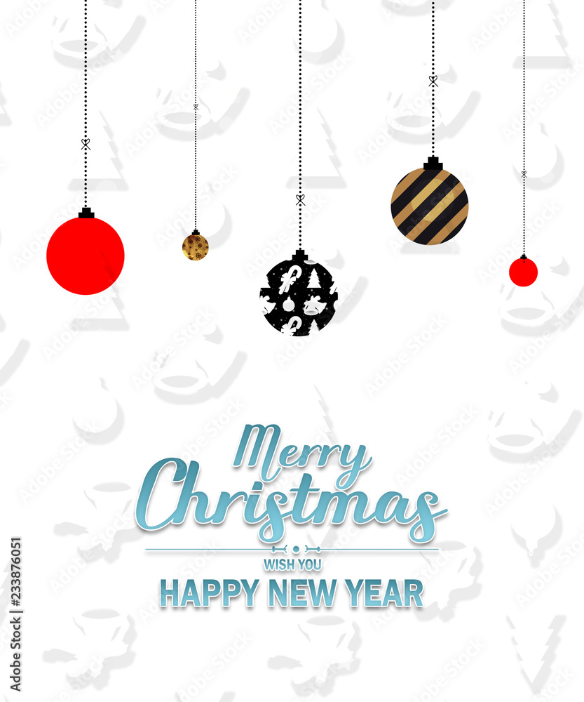 Merry Christmas and Happy New Year. Illustration designs of greeting card