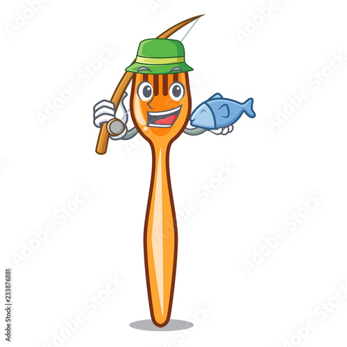 Fishing plastic fork on use for mascot
