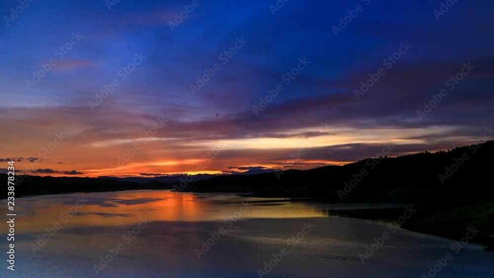sunset at riverside timelaspe. sunset at riverside timelaspe.
