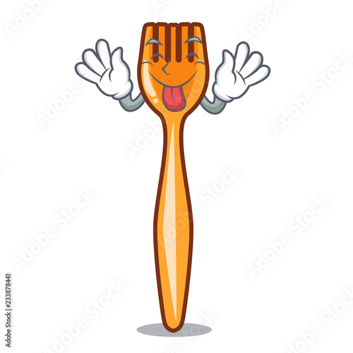 Tongue out plastic fork on cartoon image funny