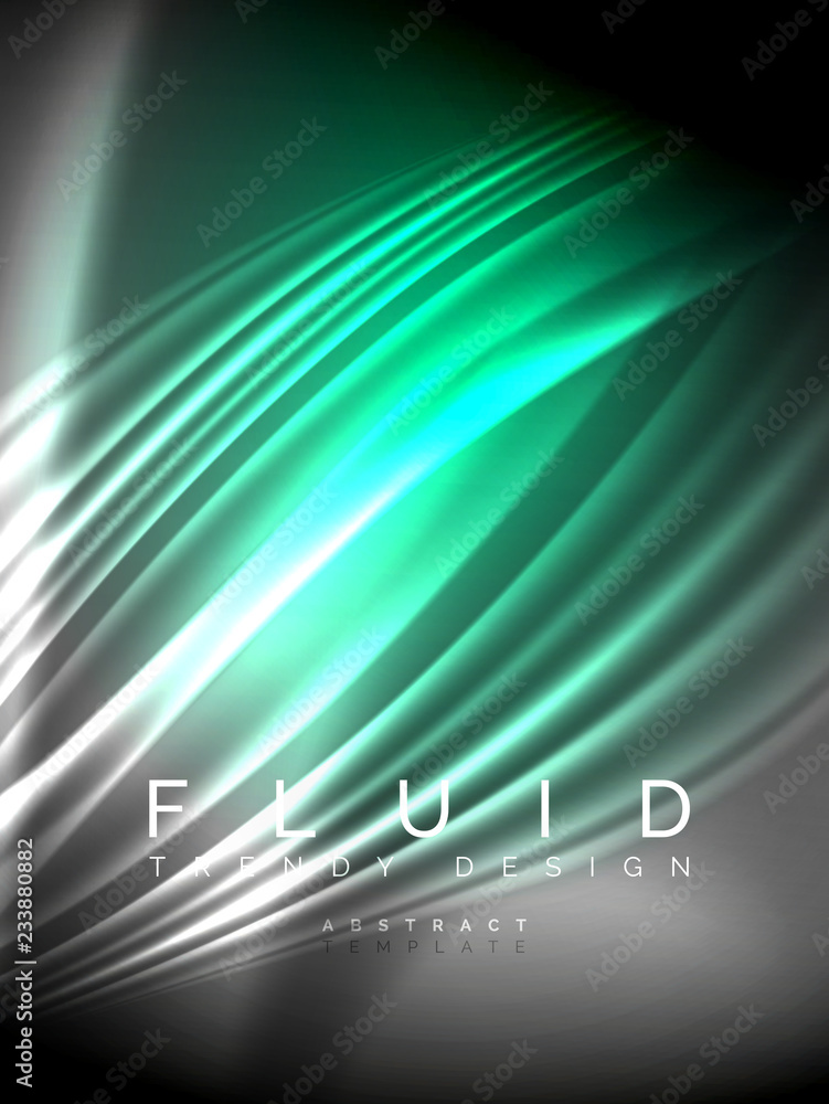 Naklejka premium Neon glowing wave, magic energy and light motion background. Vector illustration