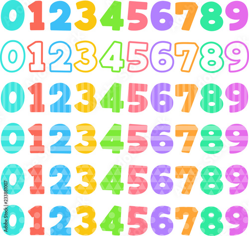 模様入りの数字のイラストセット