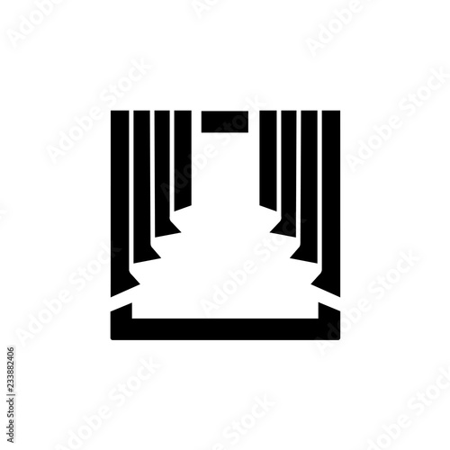 Vector illustration of fabric curtain with cascade drapery. Flat icon of window blind. Isolated object