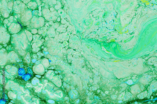 Close-up of surface with acid ink stains and bubbles. Heat map  chemical reaction.